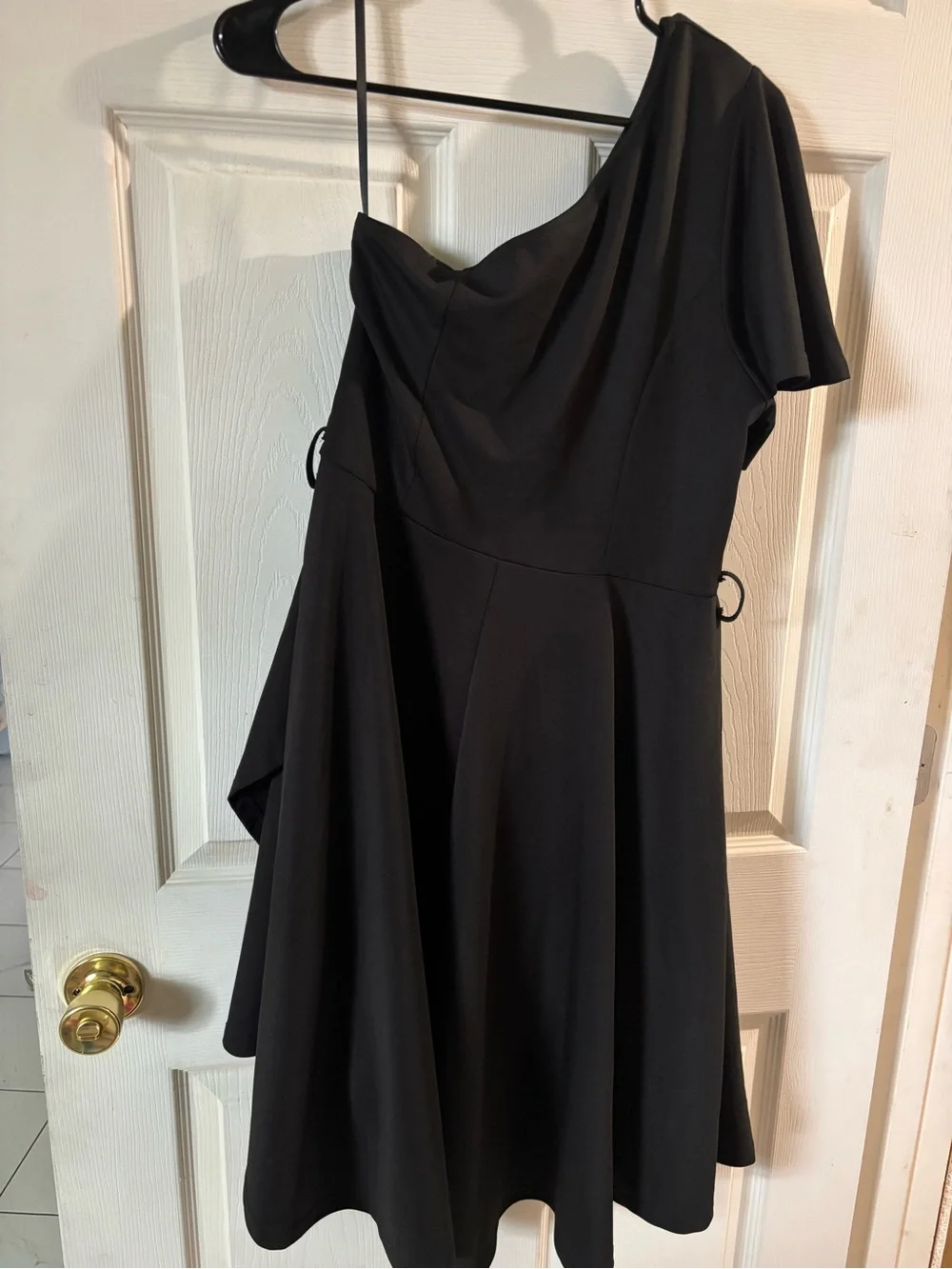Grace Karin Black One-Shoulder Ruffle Cocktail Dress